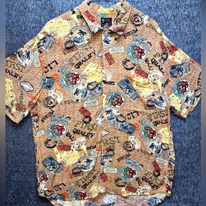 Vintage Jams‎ World Hawaiian Shirt XL Camp Tropical Travel Rayon 90s Made in USA